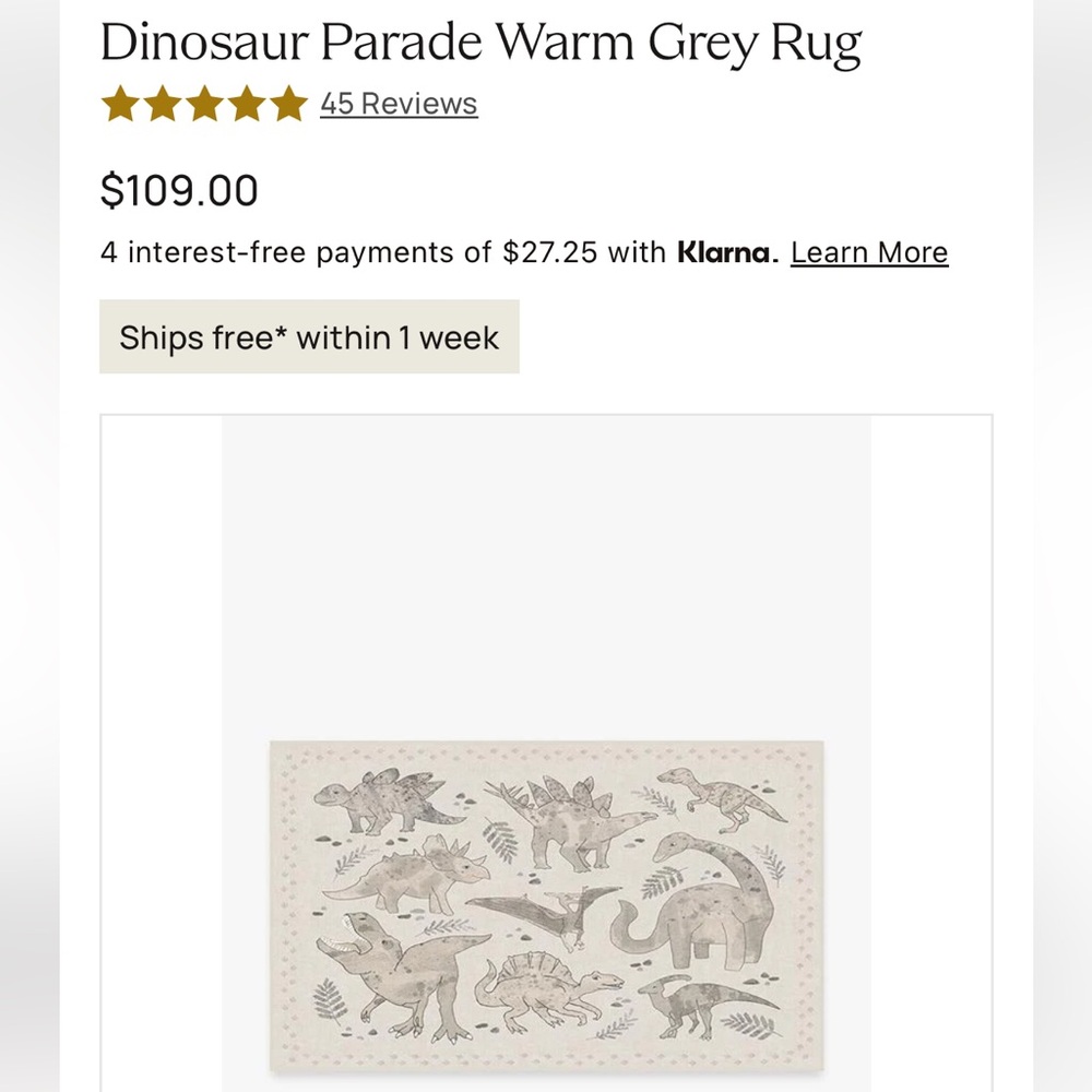 RUGGABLE Dinosaur Parade Warm Gray - no pad